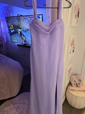 Lavender Cowl Neck Formal Gown
